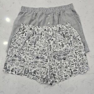 H/G Sleep Shorts Set of 2 Womens XL Striped and Italian Aperol Spritz Print